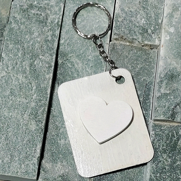 NEW Handmade Keychain Bag Tag! Italian Wood ArtDeco7. "I LOVE My Bag" Wood Heart - Picture 3 of 6